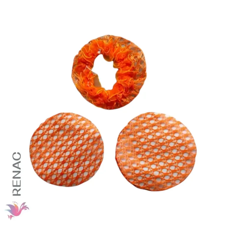 Moñera con blonda naranja - Paq x 12 unid
