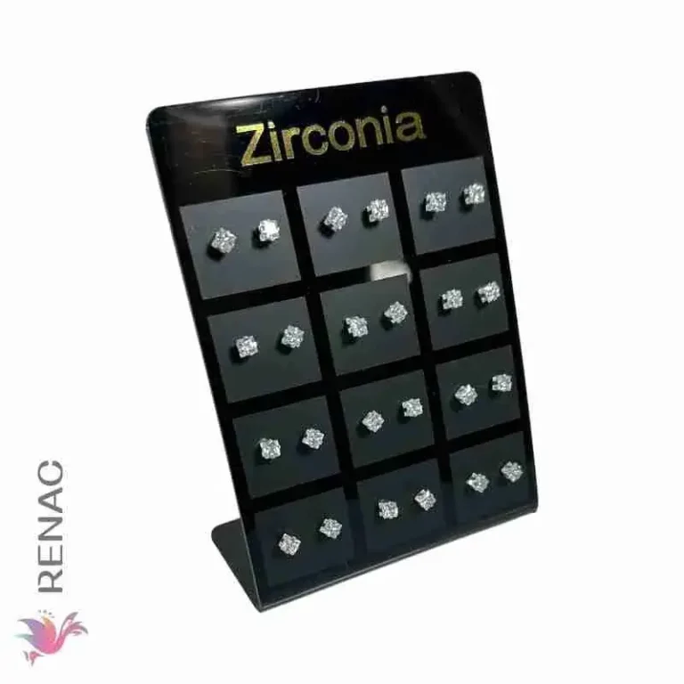 Arete zirconia cuadrado - Plancha x 12 pares