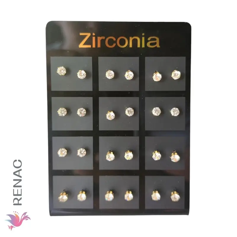 Arete zirconia - Plancha x 12 pares