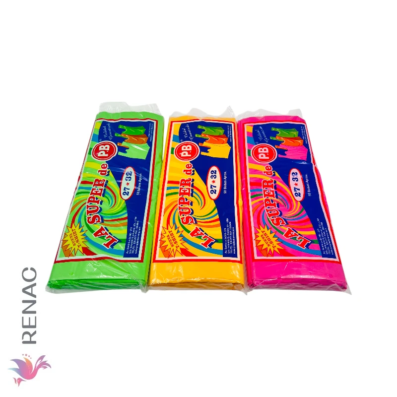 Bolsa de Plastico Colores 27 X 32, Pqt x 50 UNID