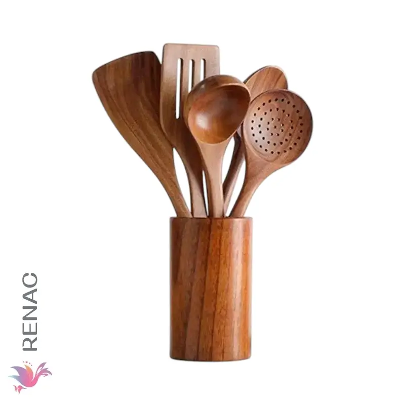 Utencilio de Cocina Madera Acacia, Set De 7 Pcs