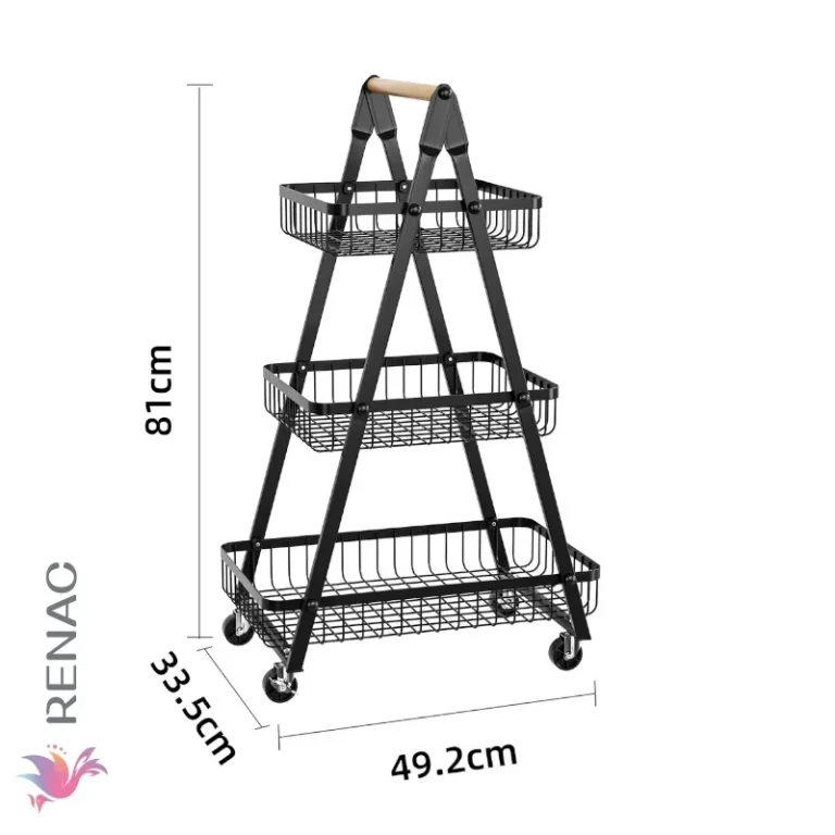 ESTANTE TRIANGULAR DE 3 NIVELES CON RUEDA 49,2x33,5x81 CM