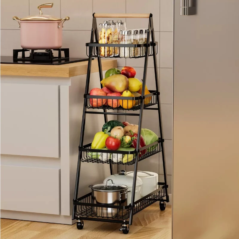 ESTANTE TRIANGULAR DE 4 NIVELES CON RUEDA 64,3x33.5x104.5 CM