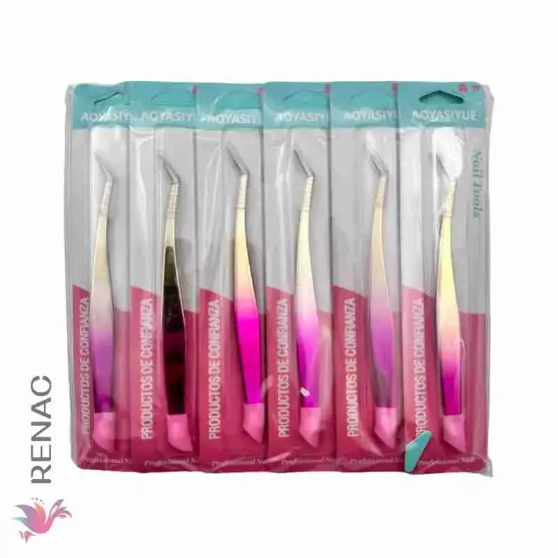 RM-315-1 Pinza extensiones pestañas postizas - Paq x 12 cartillas