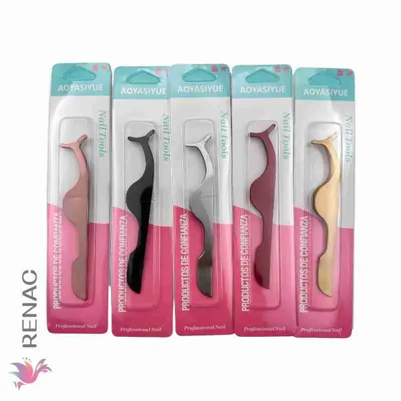 RM-318-4 Pinza aplicadora pestañas postizas - Paq x 12 unid