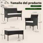 Juego de muebles de patio de 4 piezas