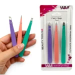 Set de 3 Pinzas Depilatorias de Acero - Paq x 12 cartillas