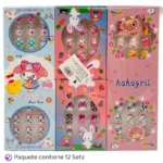 Set de Uñas Postizas para Niñas Diseños Surtidos - Pqt x 12 Cajitas - Imagen 3