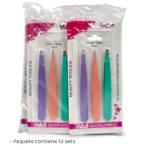 Set de 3 Pinzas Depilatorias de Acero - Paq x 12 cartillas - Imagen 3